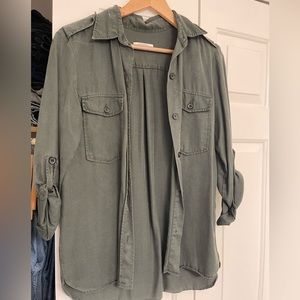Zara cargo green button up